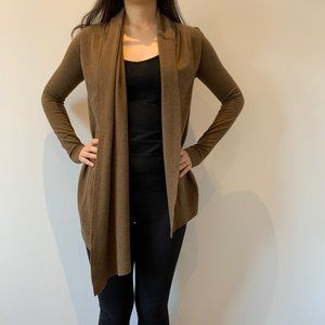 Theory Asymmetric Brown Wool Cardigan Size Small